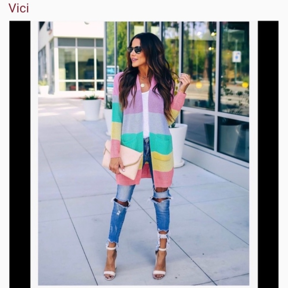 Rainbow Refresh pocketed cardigan